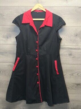 Unbranded Black Red Trim Swing Dress Women's Plus Size 2x